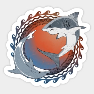 Great White Shark and Dolphin Sticker